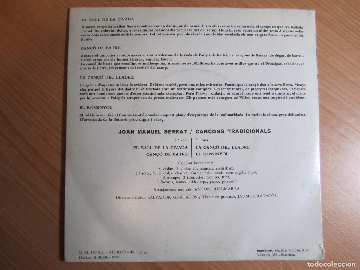 Discos de vinilo: vinilo single joan manuel serrat can&ccedil;ons tradicionals - Foto 3