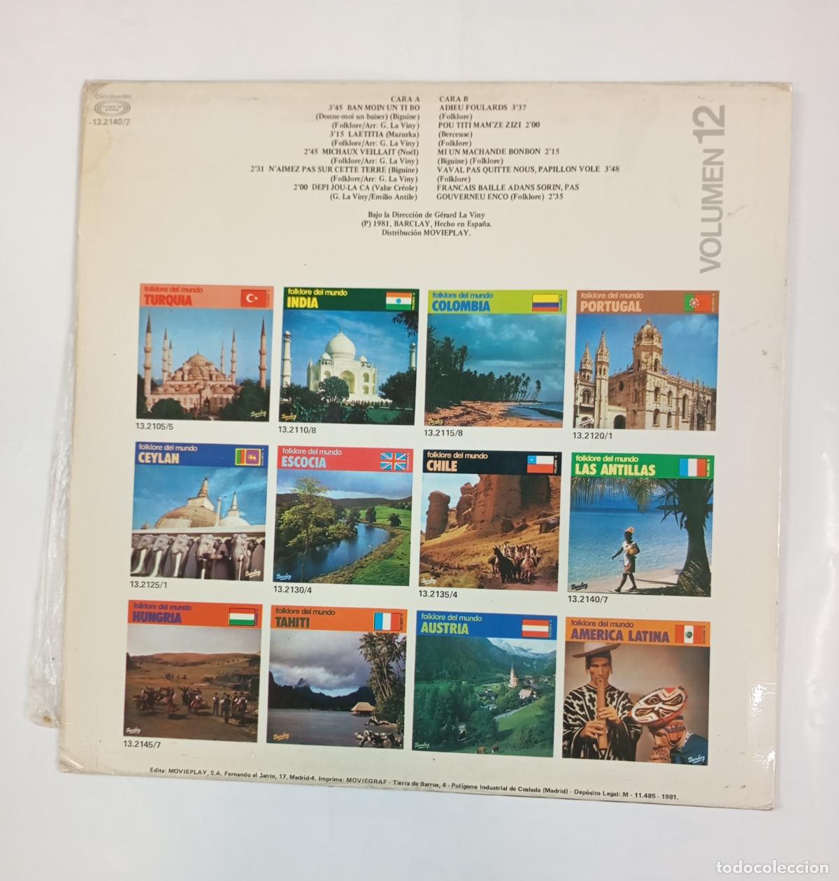 Discos de vinilo: FOLKLORE DEL MUNDO - LAS ANTILLAS - LP. TDKDA85 - Foto 2
