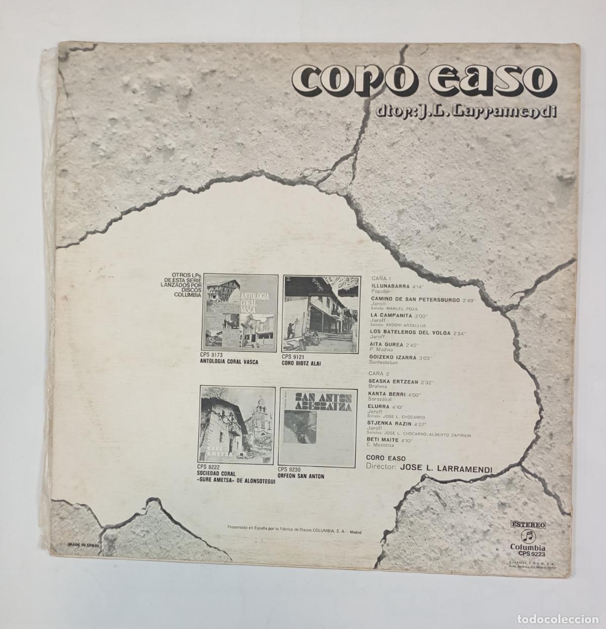 Discos de vinilo: CORO EASO - J.L. LARRAMENDI - LP. TDKDA85 - Foto 2