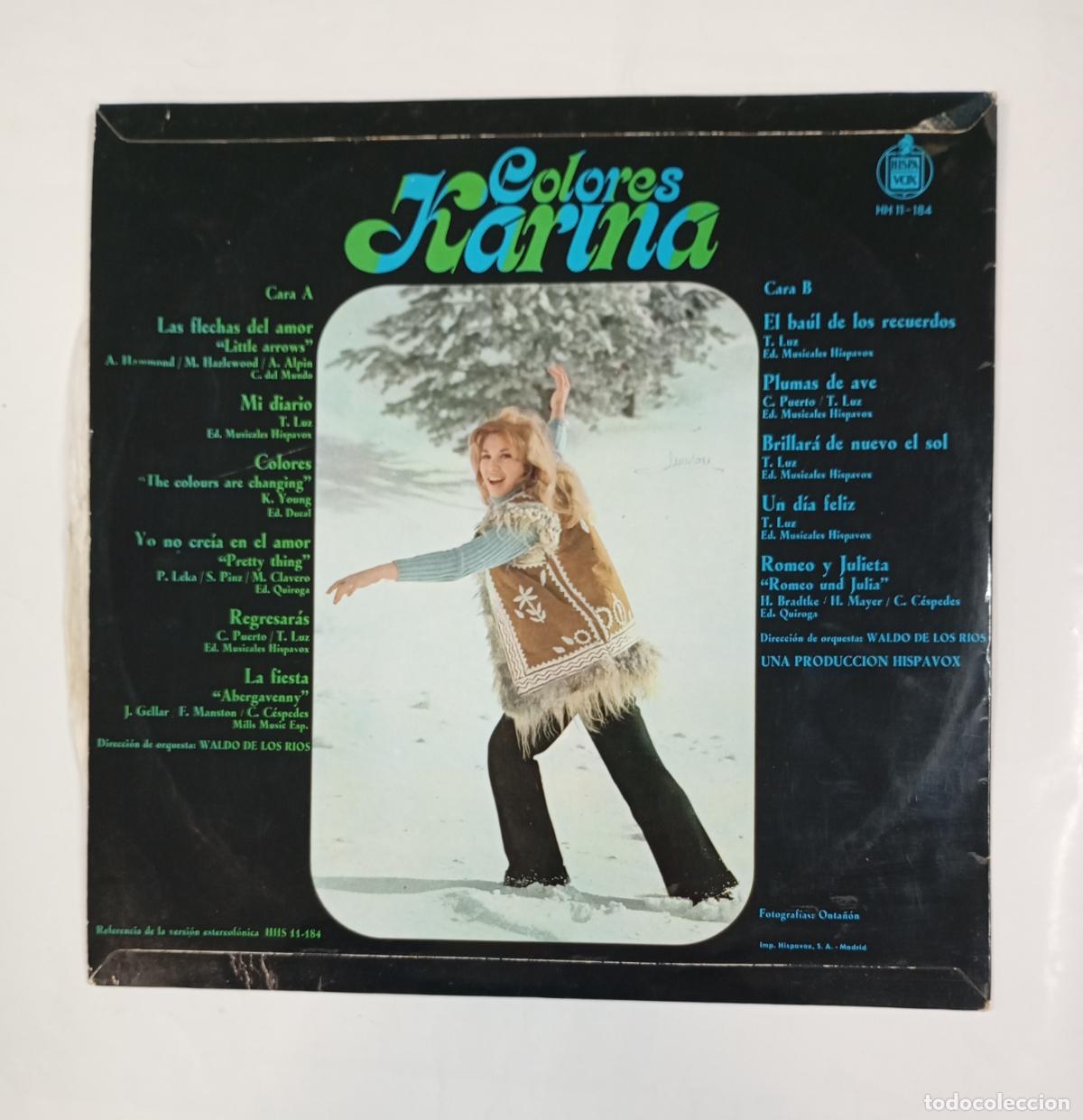 Discos de vinilo: KARINA. COLORES. LP. TDKLP12 - Foto 2