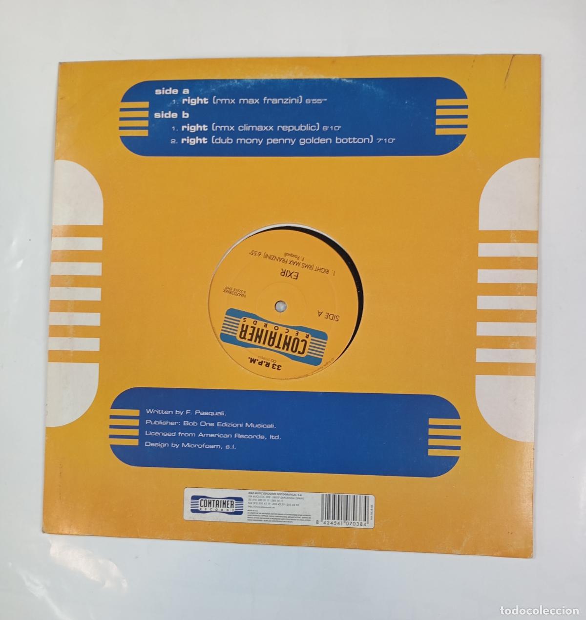 Discos de vinilo: EXIR. RIGHT. MAXI-SINGLE. TDKDA59 - Foto 2