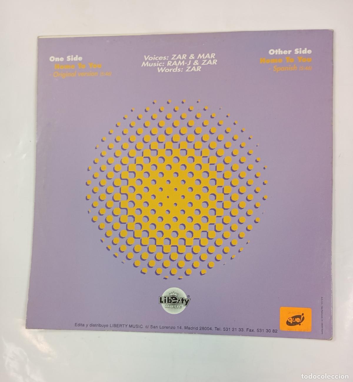 Discos de vinilo: ZAR. HOME TO YOU. MAXI-SINGLE. TDKDA59 - Foto 2