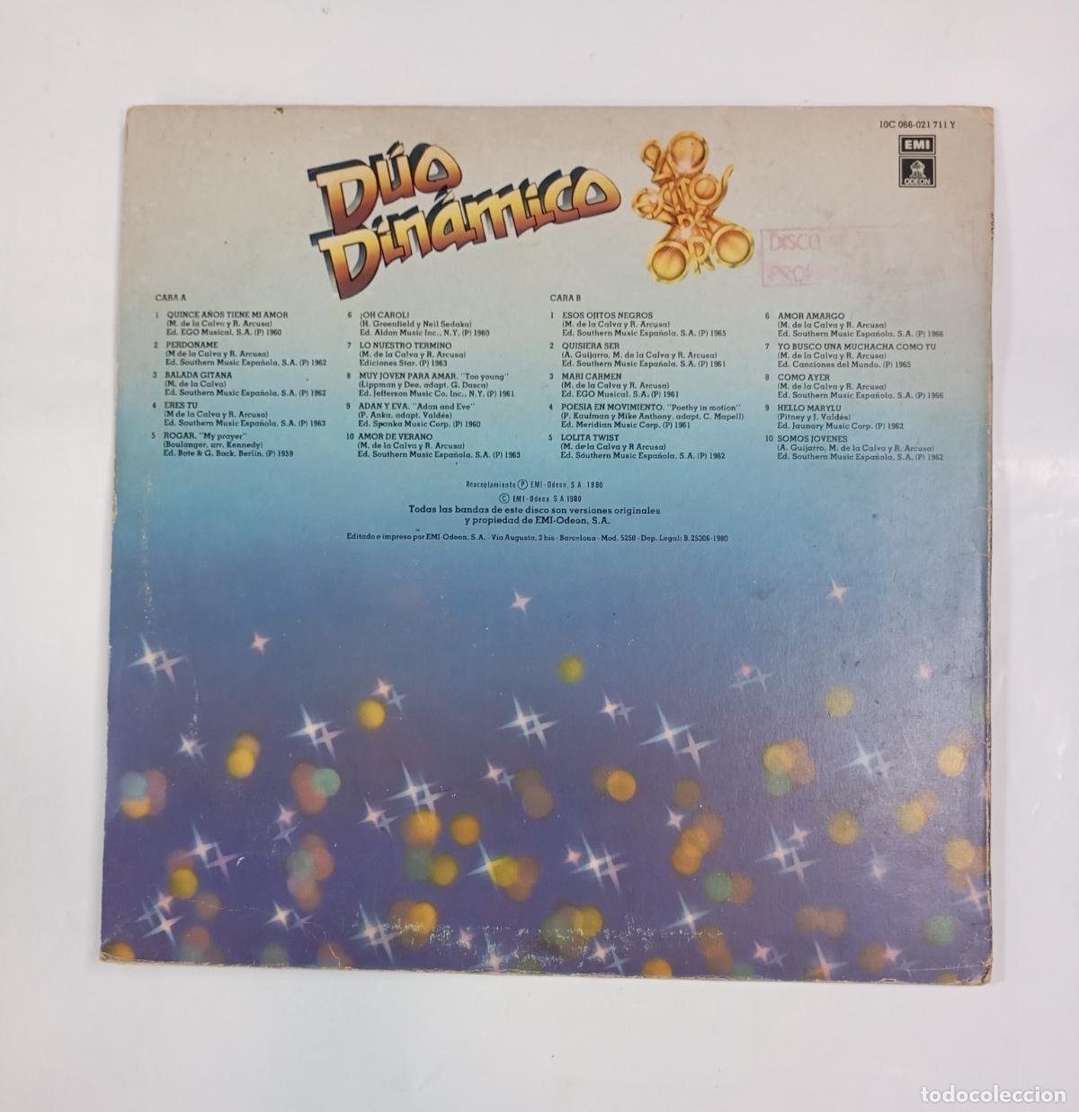 Discos de vinilo: D&uacute;o Din&aacute;mico &ndash; 20 &Eacute;xitos De Oro. LP. TDKLP13 - Foto 2