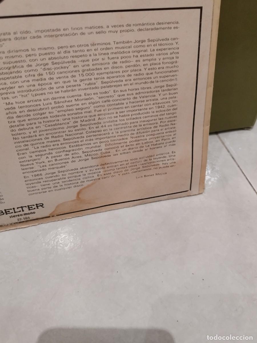 Discos de vinilo: Jorge Sepulveda &ndash; Nost&aacute;lgico. Vinilo lp. - Foto 2