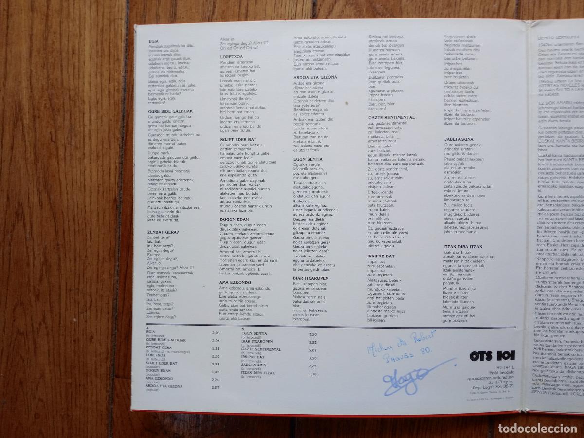 Discos de vinilo: Benito Lertxundi - Euskal kanta-berria - Foto 2