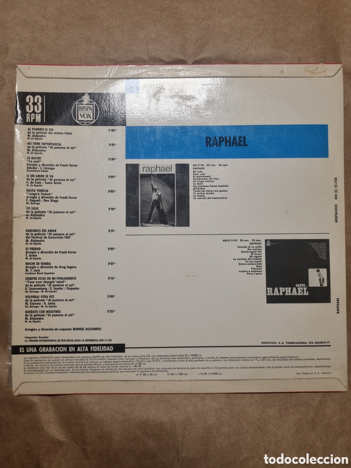 Discos de vinilo: VIN7138 raphael VINILO SEGUNDAMANO - Foto 2