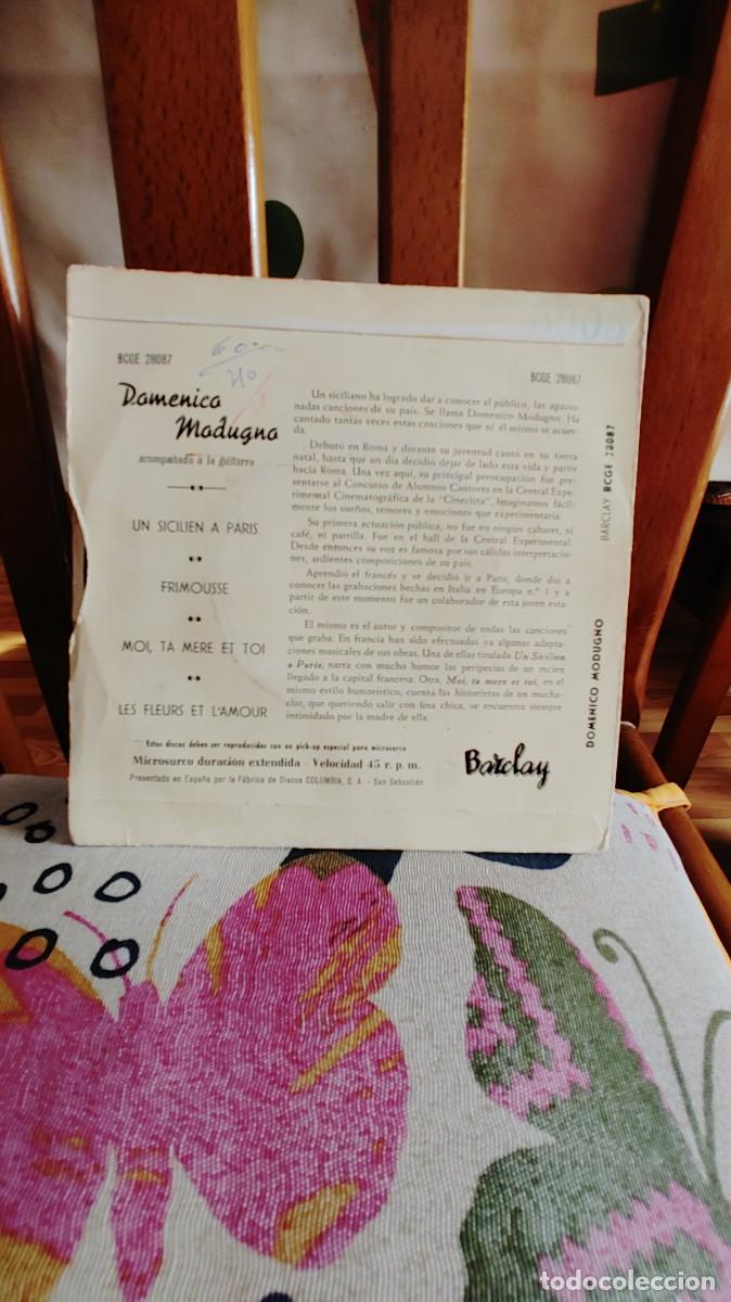 Discos de vinilo: DOMENICO MODUGNO-EP UN SICILIEN A PARIS +3 - Foto 2