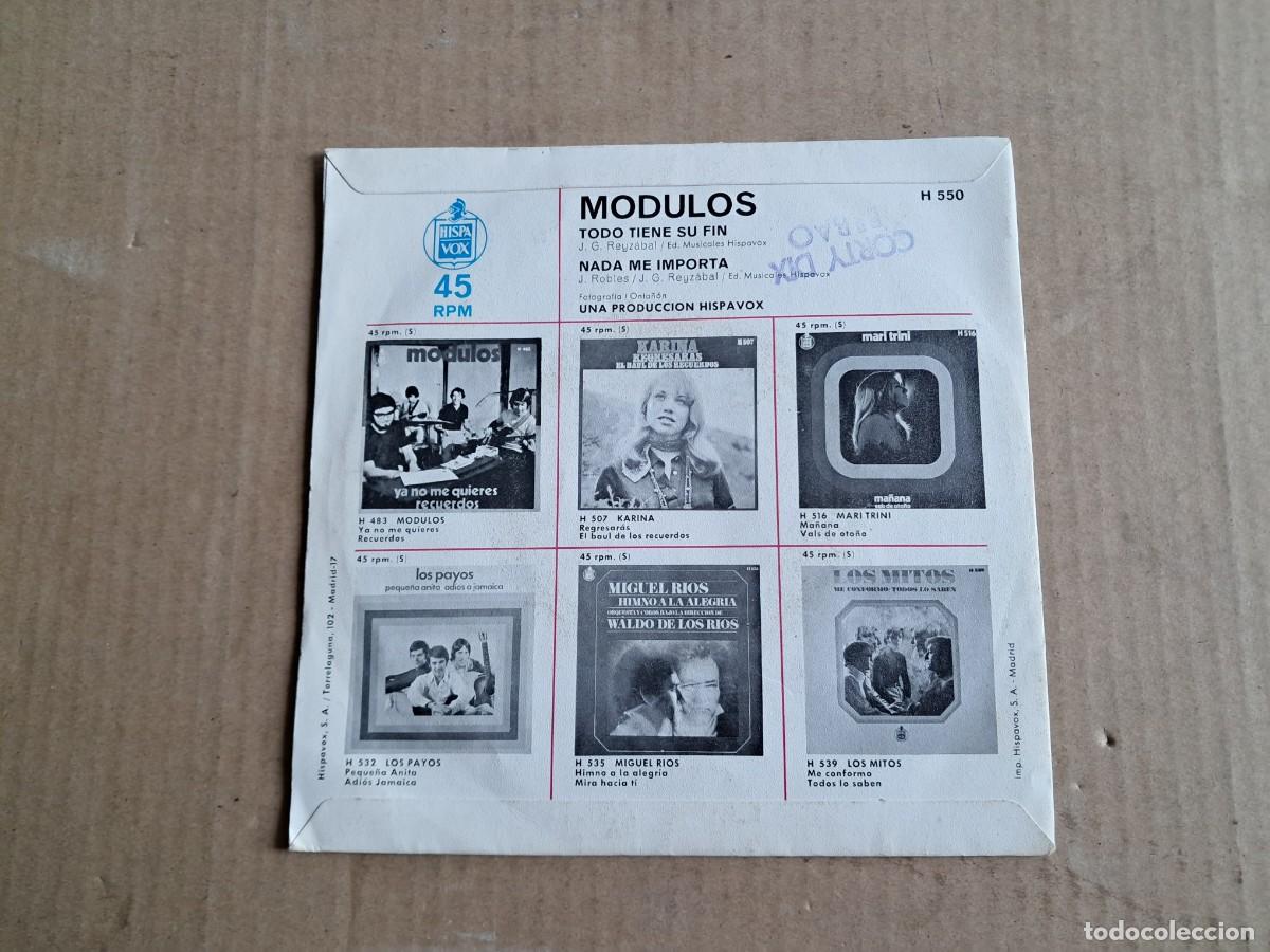 Discos de vinilo: MODULOS - NADA ME IMPORTA SINGLE 1971 - Foto 3