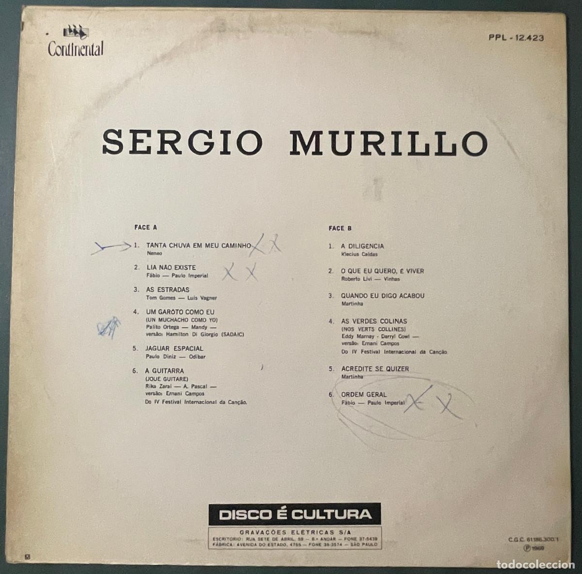 Discos de vinilo: SERGIO MURILLO / SERGIO MURILLO / LP CONTINENTAL 1969 / BRASIL - Foto 2