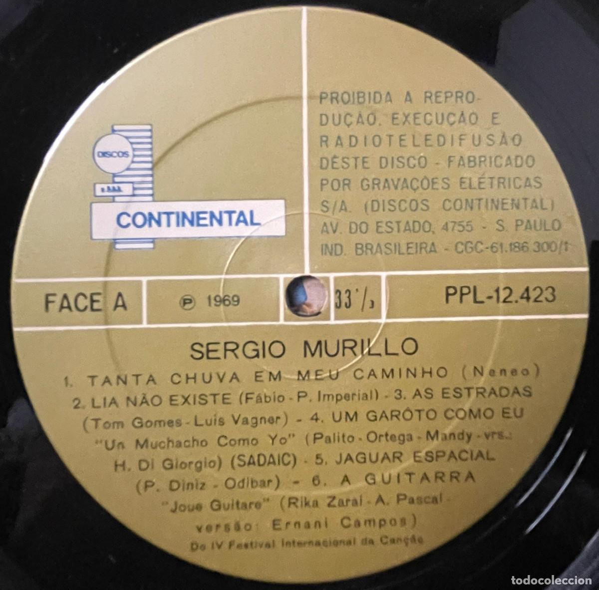 Discos de vinilo: SERGIO MURILLO / SERGIO MURILLO / LP CONTINENTAL 1969 / BRASIL - Foto 3