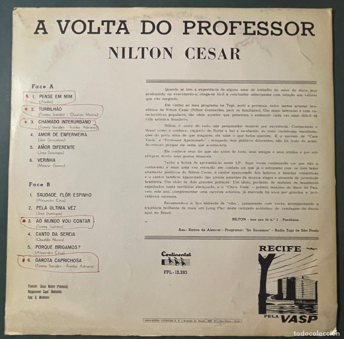 Discos de vinilo: NILTON CESAR / A VOLTA DO PROFESSOR / LP CONTINENTAL 1966 / BRASIL - Foto 2