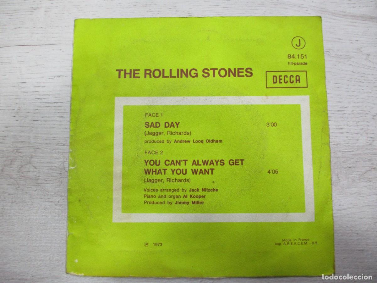Discos de vinilo: DISCO SINGLE - SAD DAY - ROLLING STONES - INEDITO - Foto 2