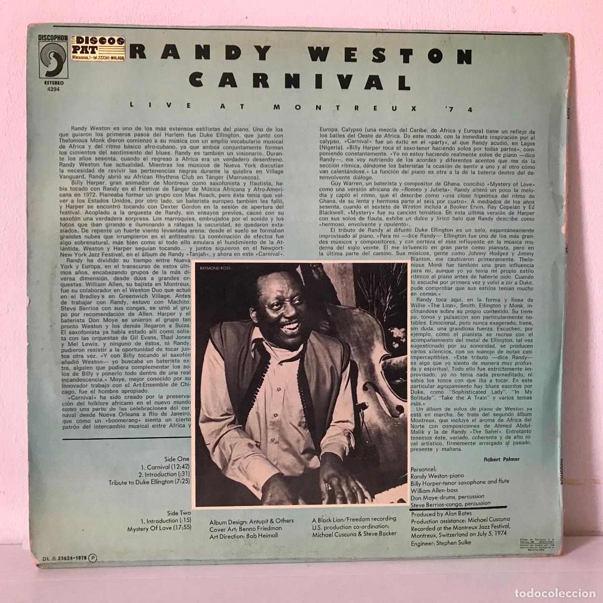 Discos de vinilo: Randy Weston. Carnival. Espa&ntilde;a, 1978 - Foto 2