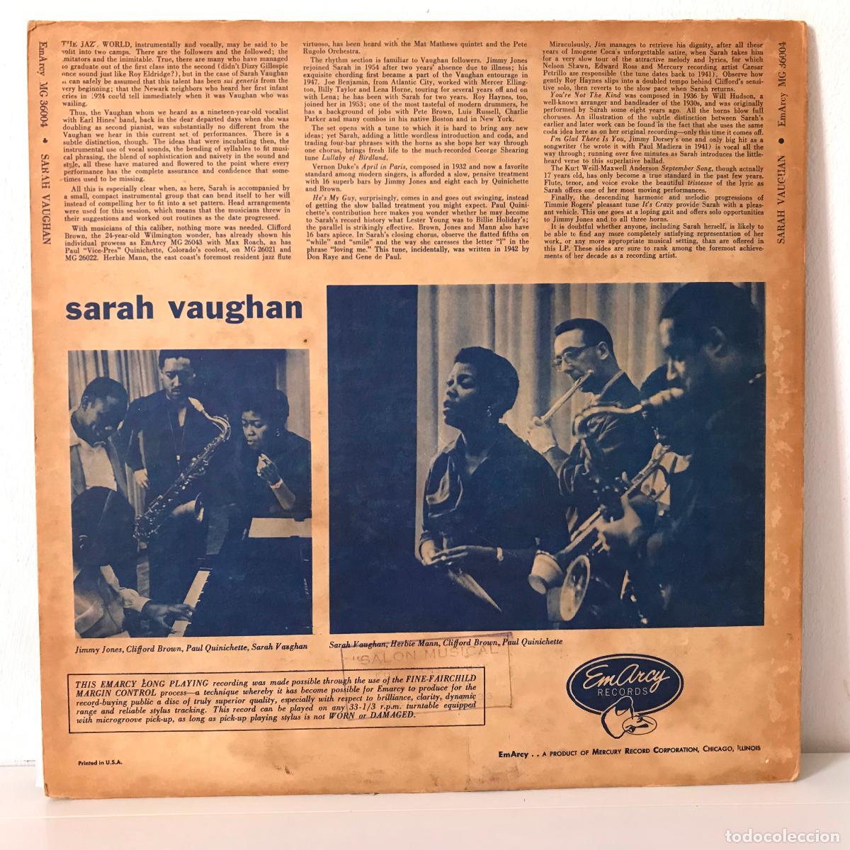 Discos de vinilo: Sarah Vaughan. U.S.A. 1955 - Foto 2