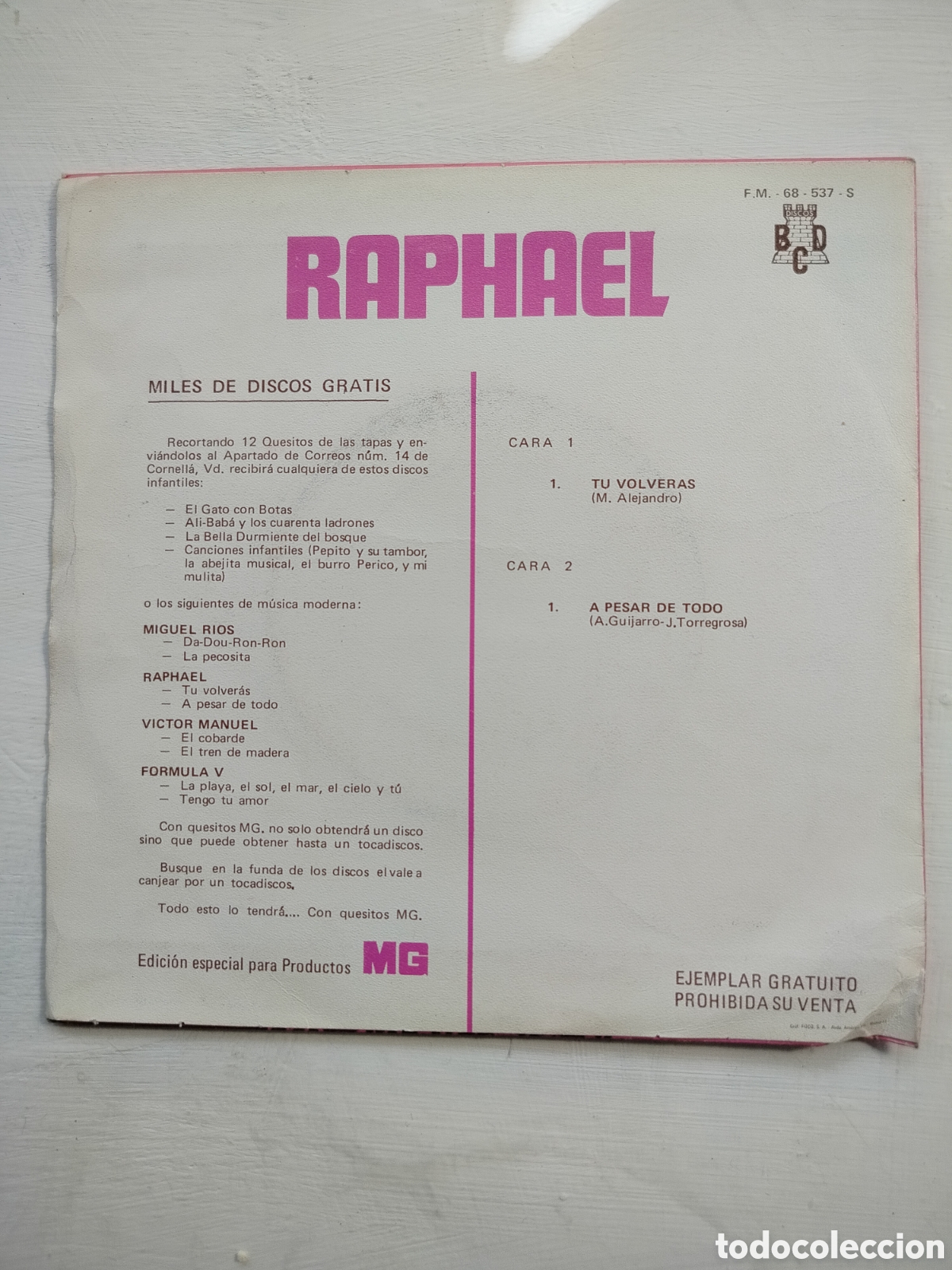 Discos de vinilo: Raphael Promo Single - Foto 2