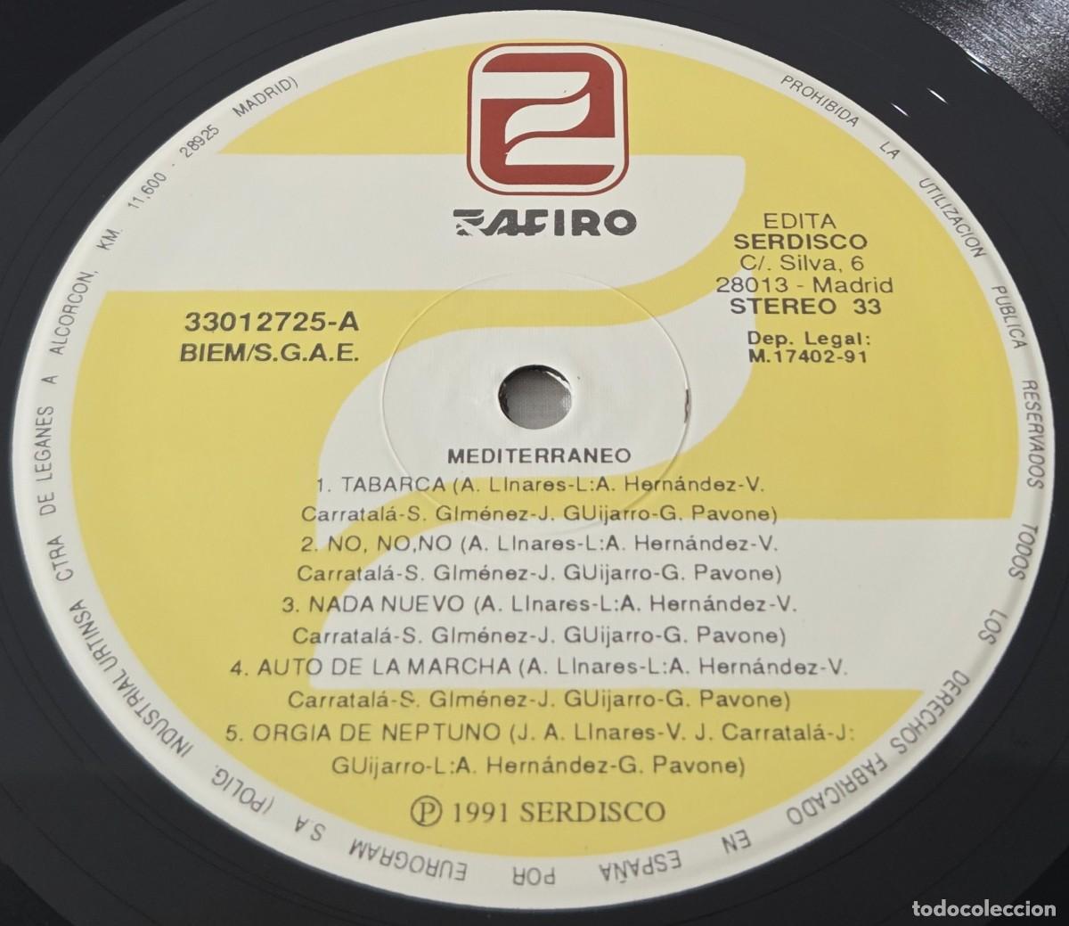 Discos de vinilo: LP Vinilo Mediterraneo, Sus exitos, 1991 - Foto 5