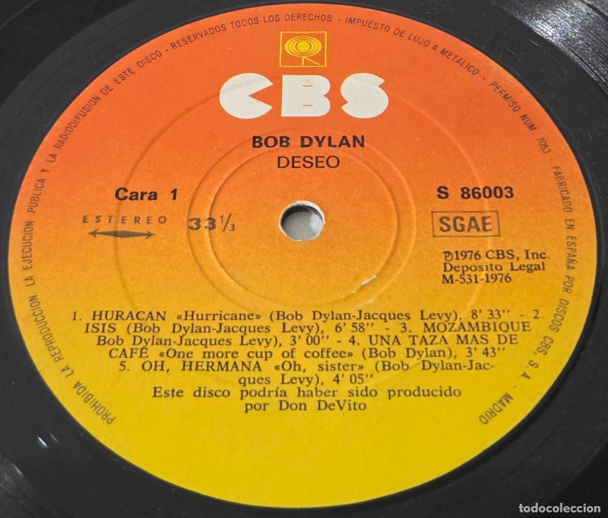 Discos de vinilo: LP Vinilo Bob Dylan, Desire, 1976 - Foto 6