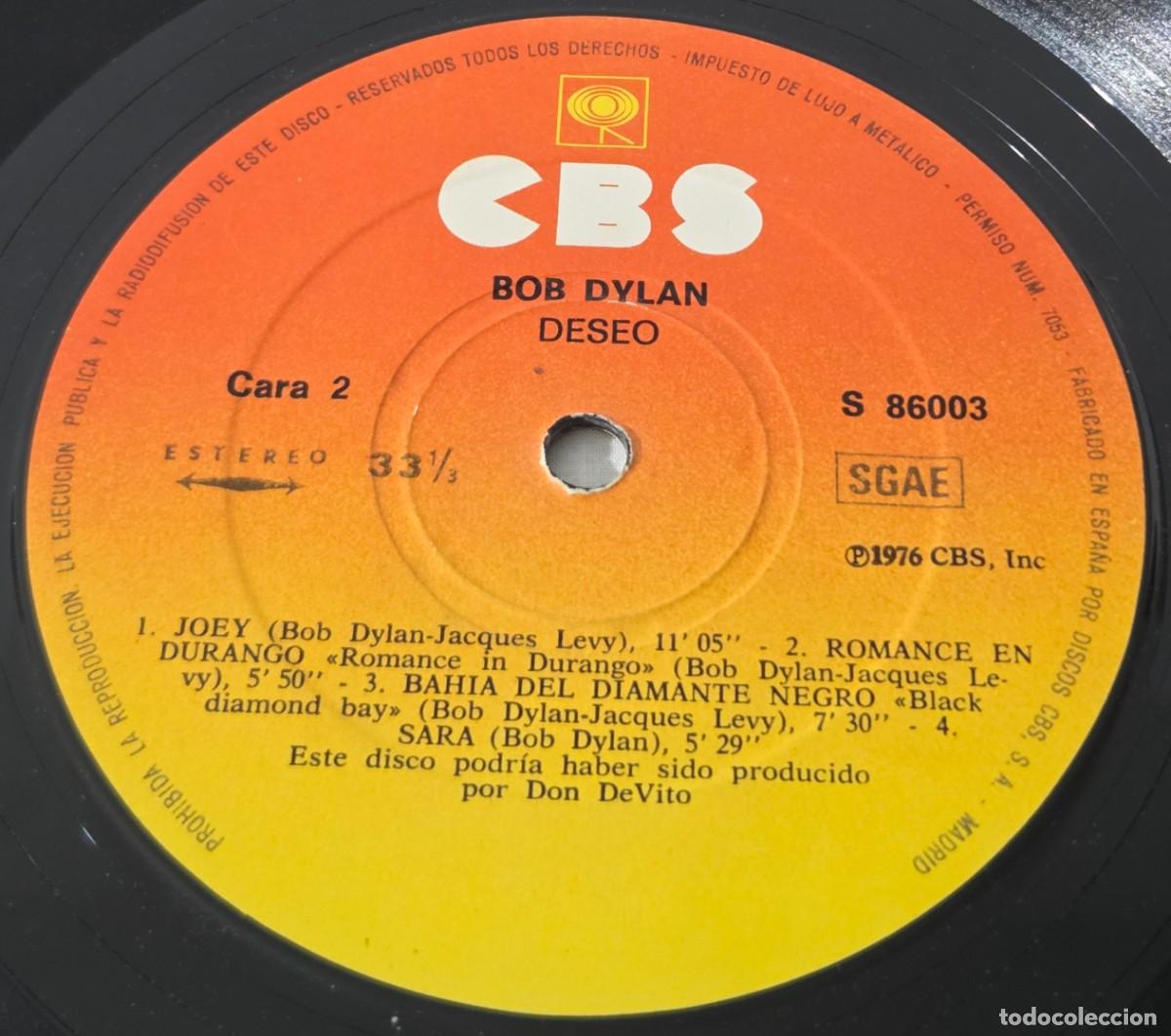 Discos de vinilo: LP Vinilo Bob Dylan, Desire, 1976 - Foto 7