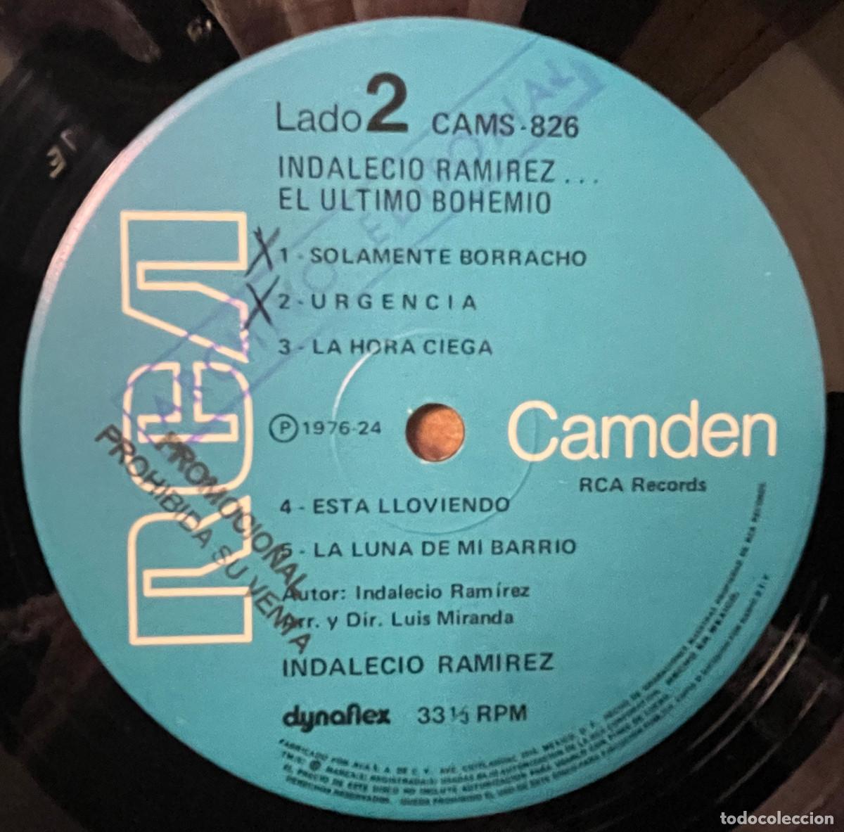 Discos de vinilo: INDALECIO RAMIREZ / &hellip;EL ULTIMO BOHEMIO / LP RCA 1976 / MEXICO - Foto 3