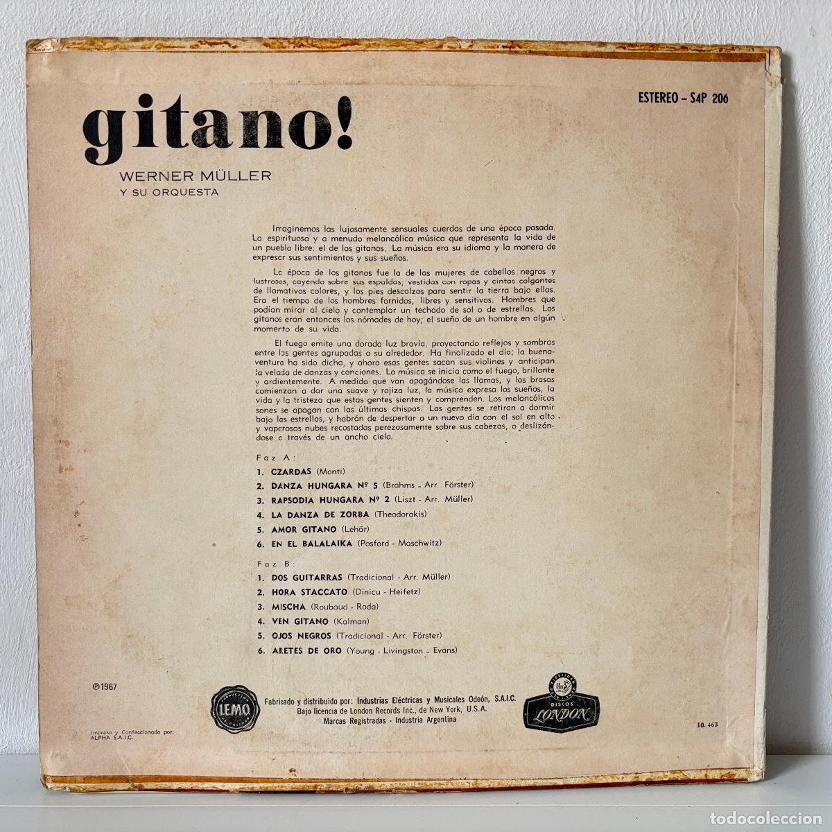 Discos de vinilo: Gitano! Werner M&uuml;ller y su orquesta. PEDIDO M&Iacute;NIMO 5&euro; - Foto 2