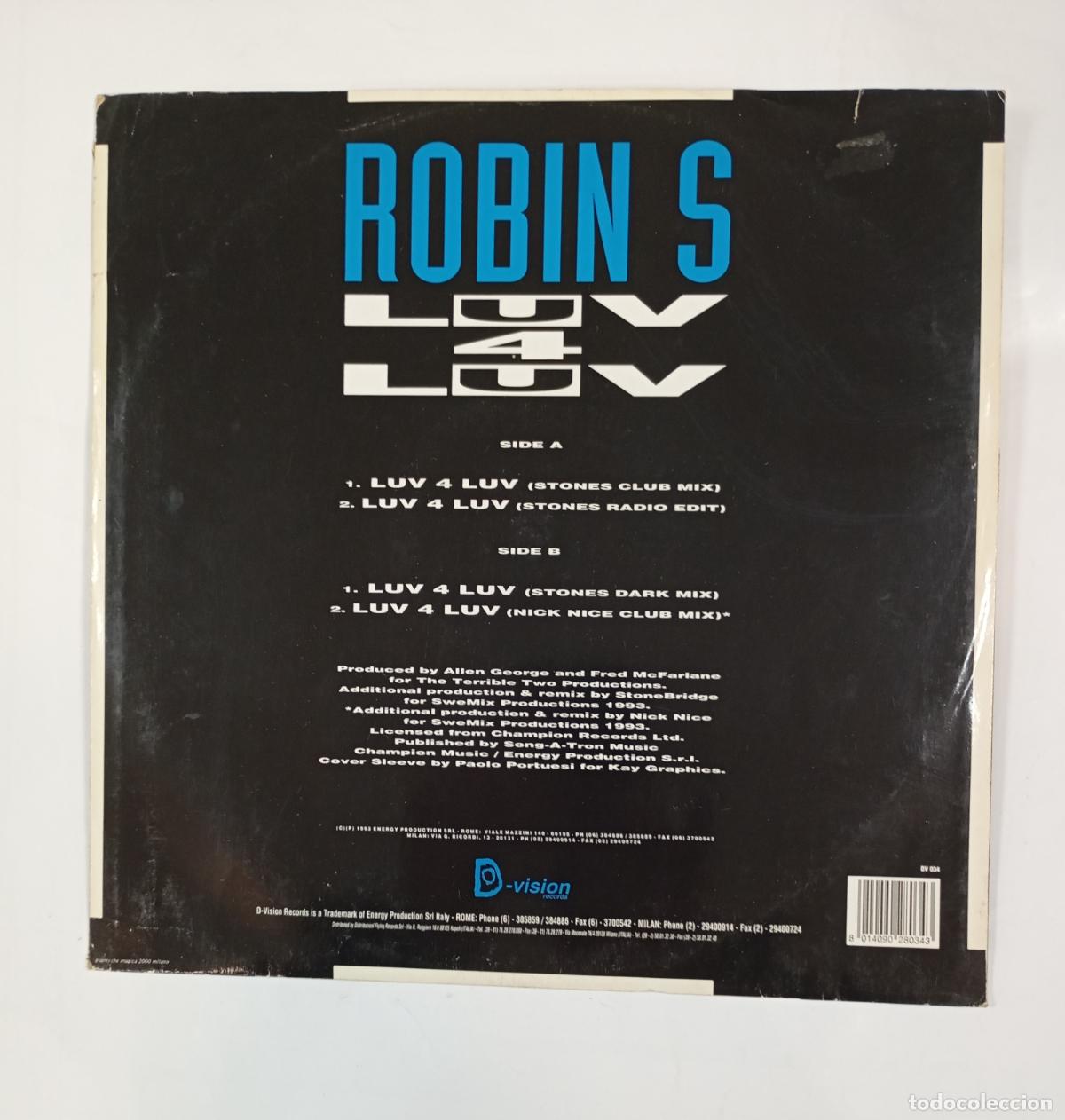 Discos de vinilo: ROBIN S. LUV 4 LUV. MAXI-SINGLE. TDKDA47 - Foto 2