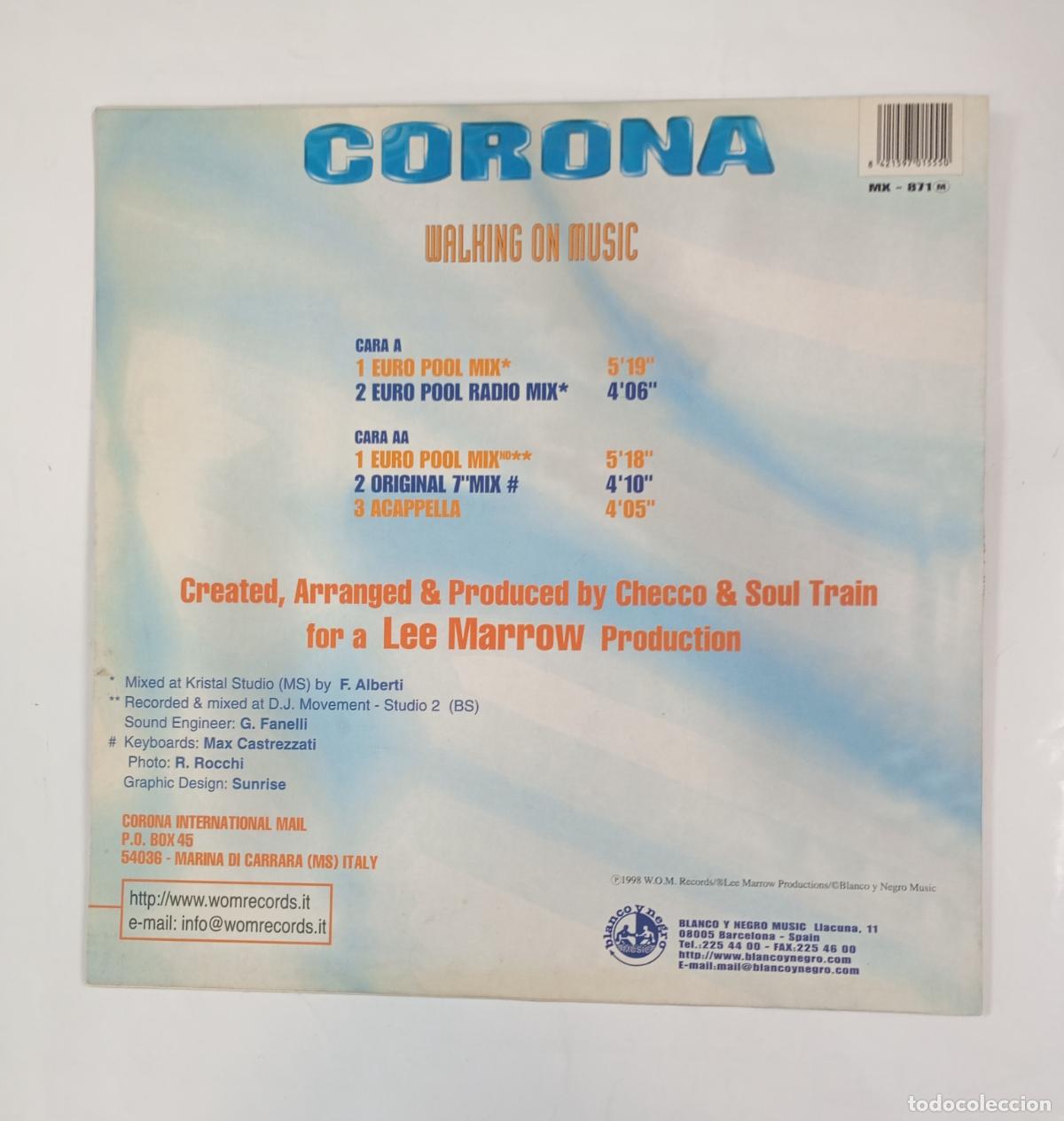 Discos de vinilo: Corona - Walking on Music. MAXI-SINGLE. TDKDA47 - Foto 2