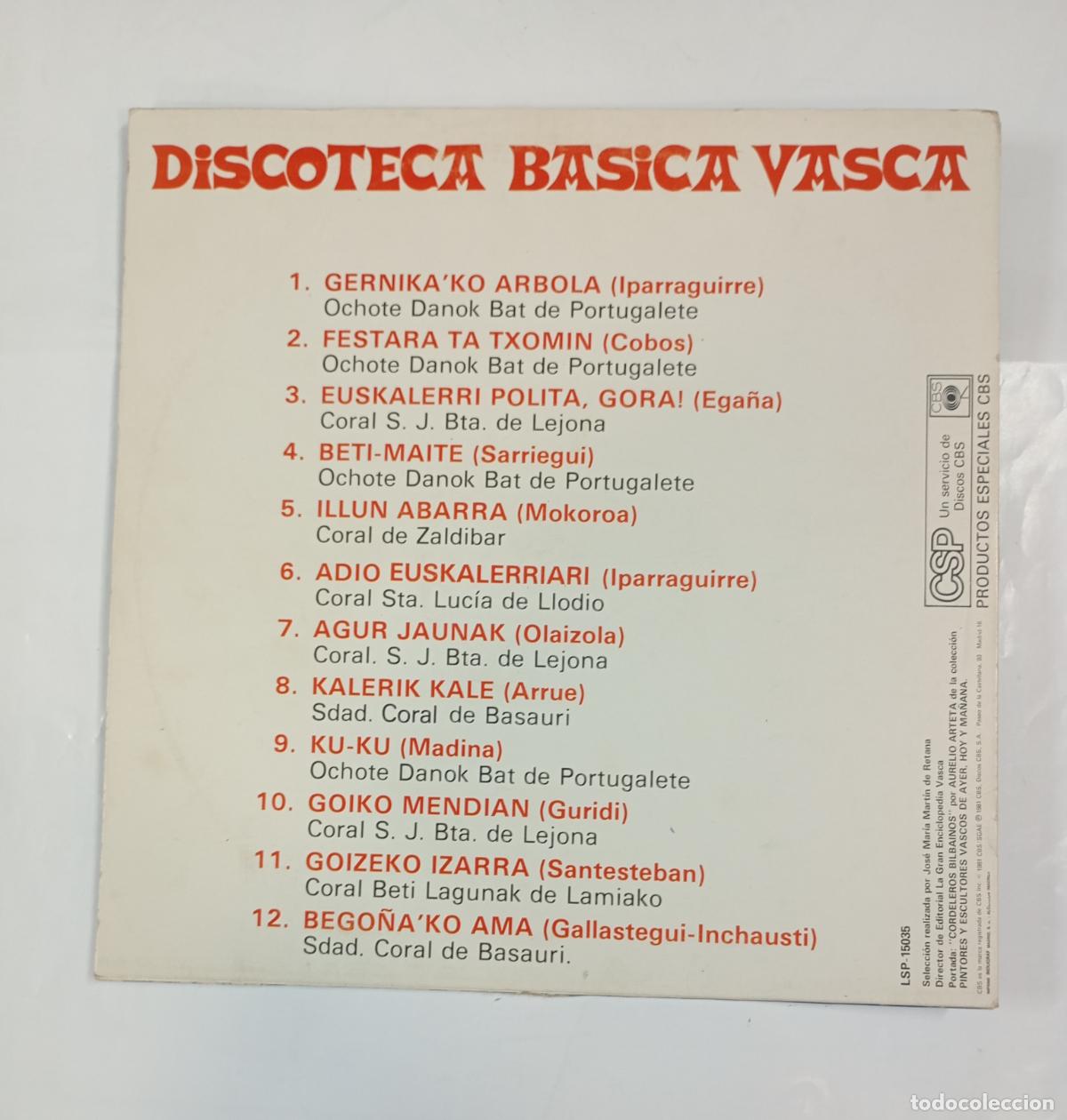 Discos de vinilo: DISCOTECA B&Aacute;SICA VASCA. LP. TDKLP19 - Foto 2