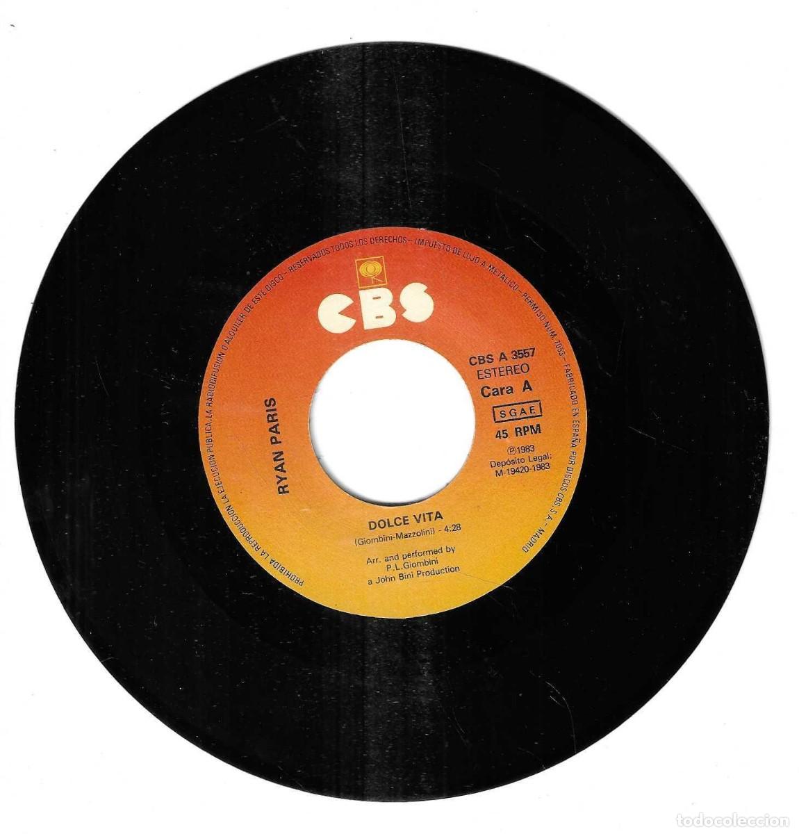 Discos de vinilo: RYAN PARIS - DOLCE VITA - DISCOS CBS - 1983 - Foto 2
