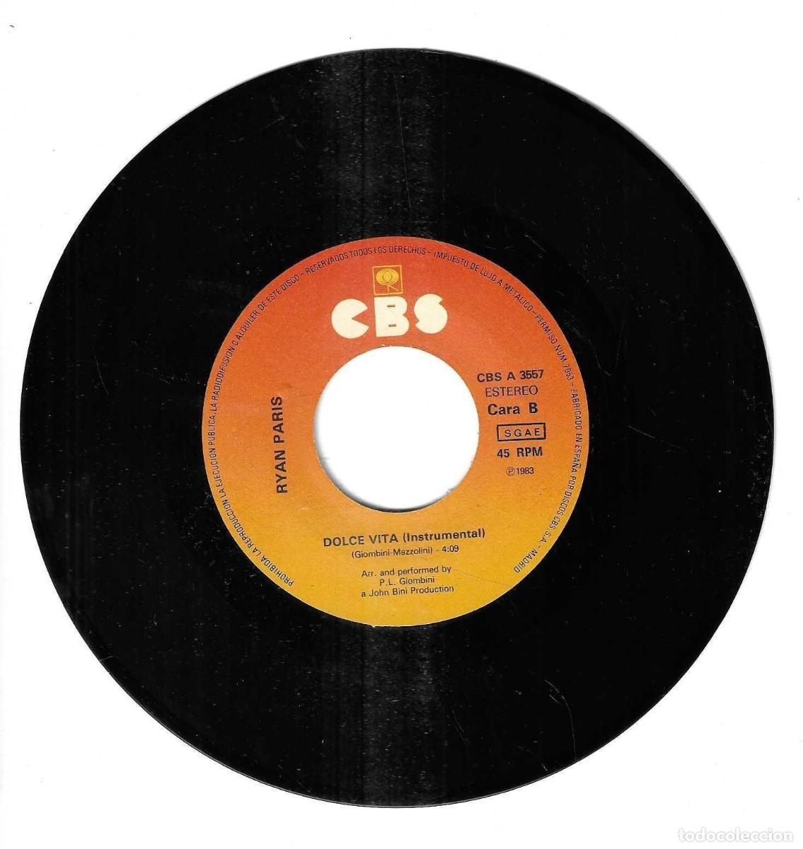 Discos de vinilo: RYAN PARIS - DOLCE VITA - DISCOS CBS - 1983 - Foto 3