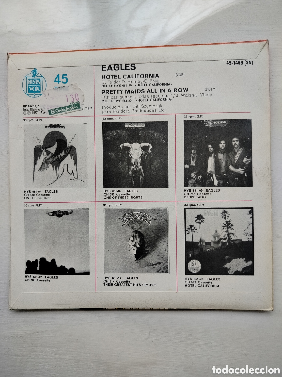 Discos de vinilo: Eagles Single Hotel California - Foto 2