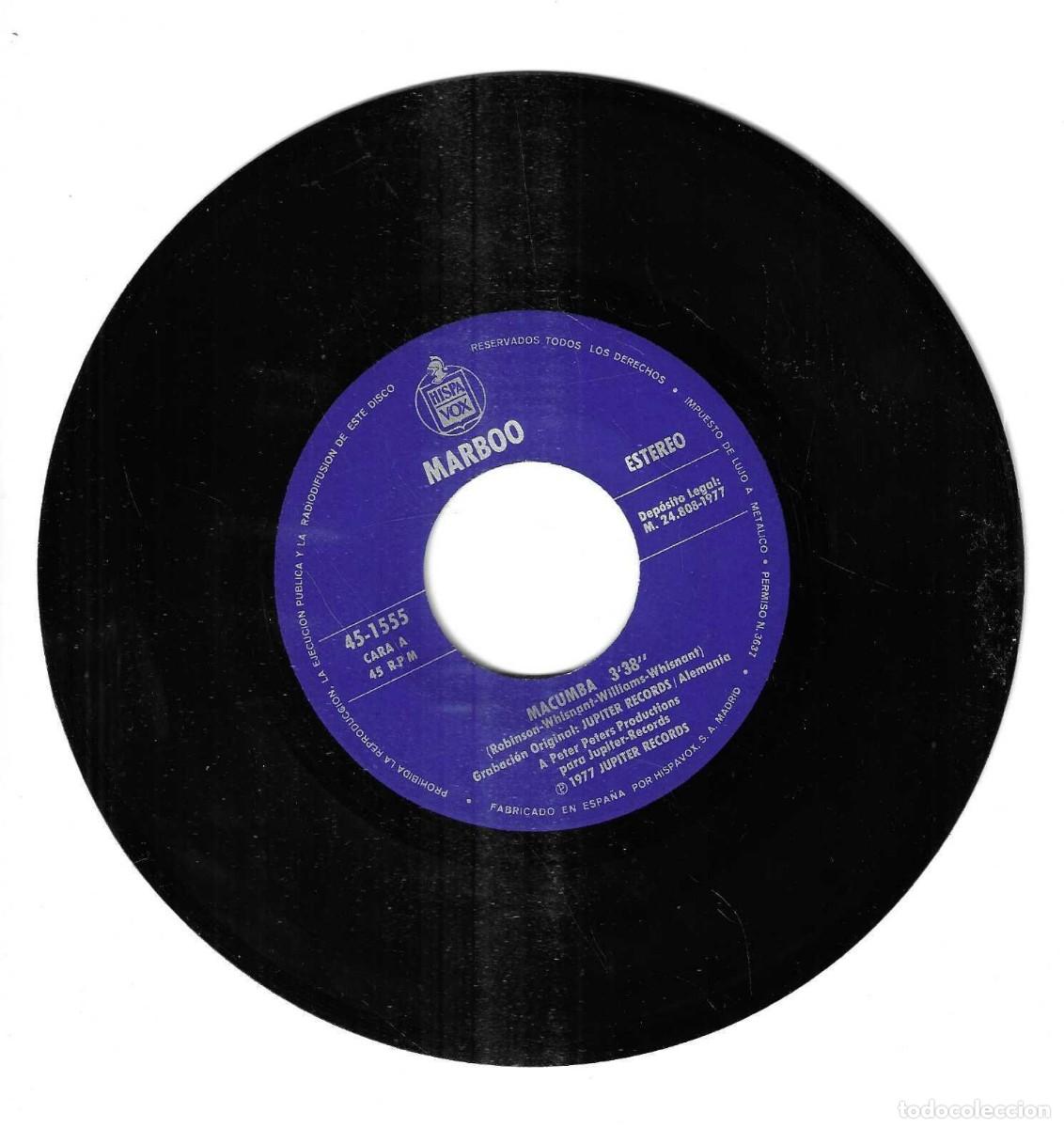 Discos de vinilo: MARBOO - MACUMBA / ITS A LONG DAY - HISPAVOX - 1977 - Foto 2