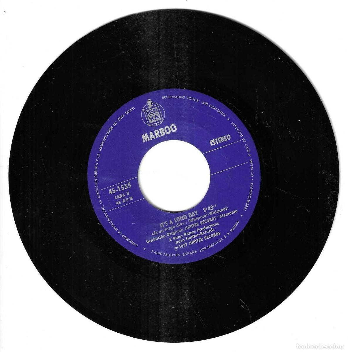 Discos de vinilo: MARBOO - MACUMBA / ITS A LONG DAY - HISPAVOX - 1977 - Foto 3