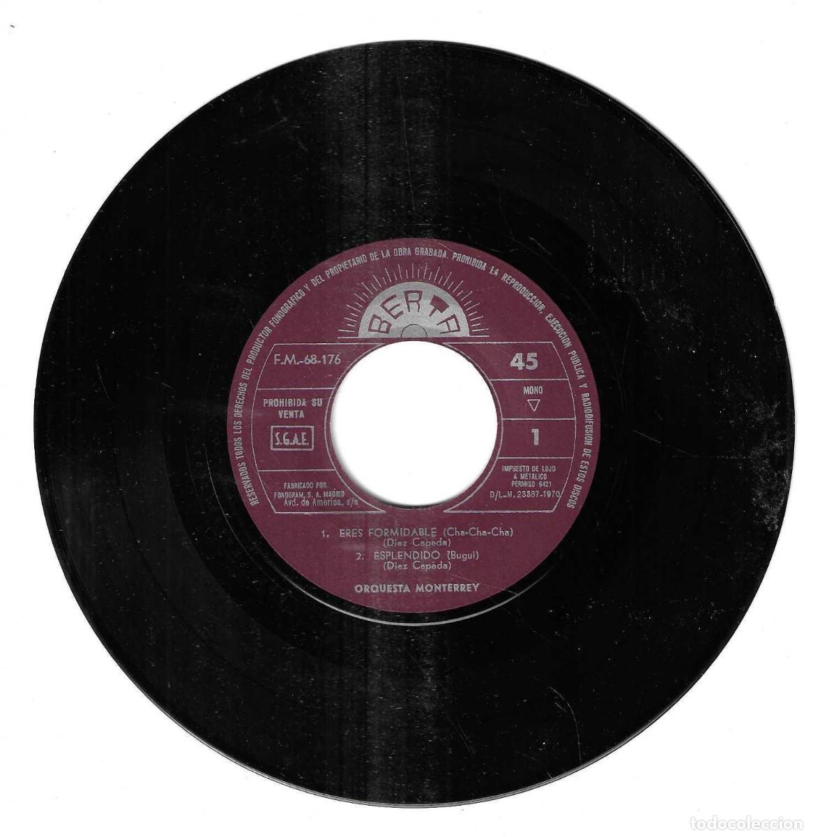 Discos de vinilo: ORQUESTA MONTERREY - DIEZ CEPEDA - ERES FORMIDABLE +3 - DISCOS BERTA - 1970 - Foto 2