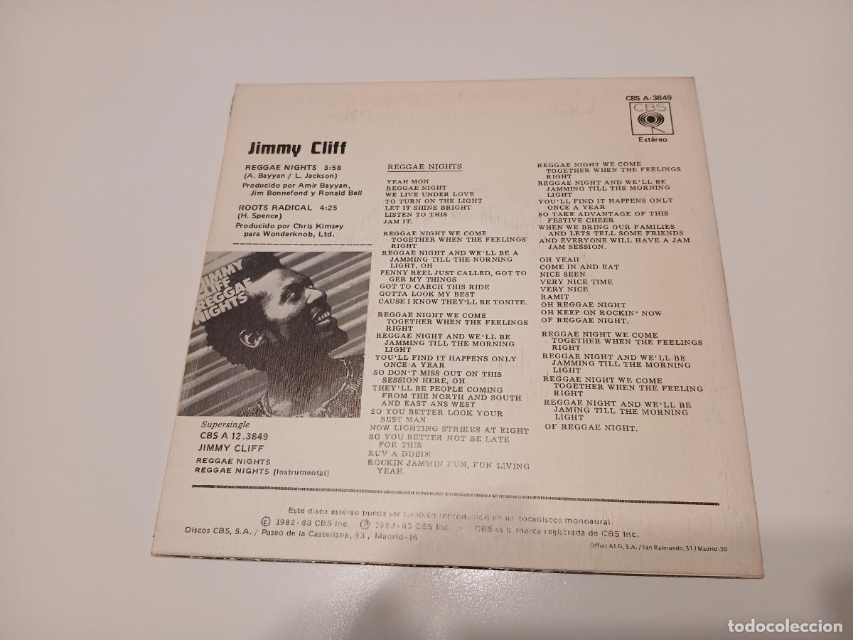 Discos de vinilo: Jimmy Cliff -Reggae nights- (1983) single - Foto 5