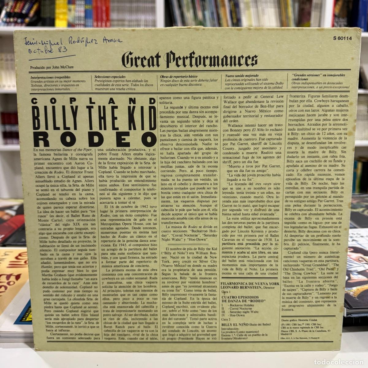 Discos de vinilo: Copland - Leonard Bernstein - Billy The Kid, Rodeo (LP) - Foto 2