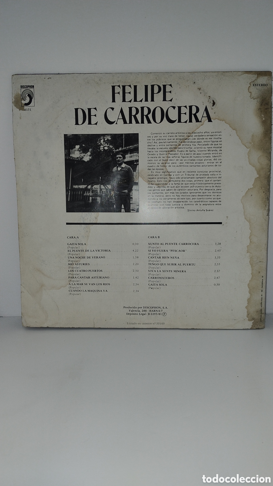 Discos de vinilo: Felipe de carrocera LP asturiano - Foto 2