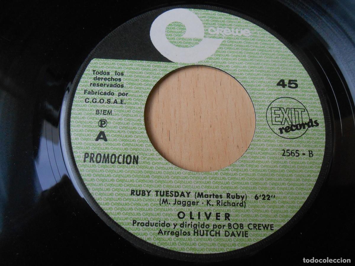 Discos de vinilo: OLIVER, SG, RUBY TUESDAY + 1, A&Ntilde;O 1970, EXIT RECORDS 2.565 - B PROMOCION - Foto 3