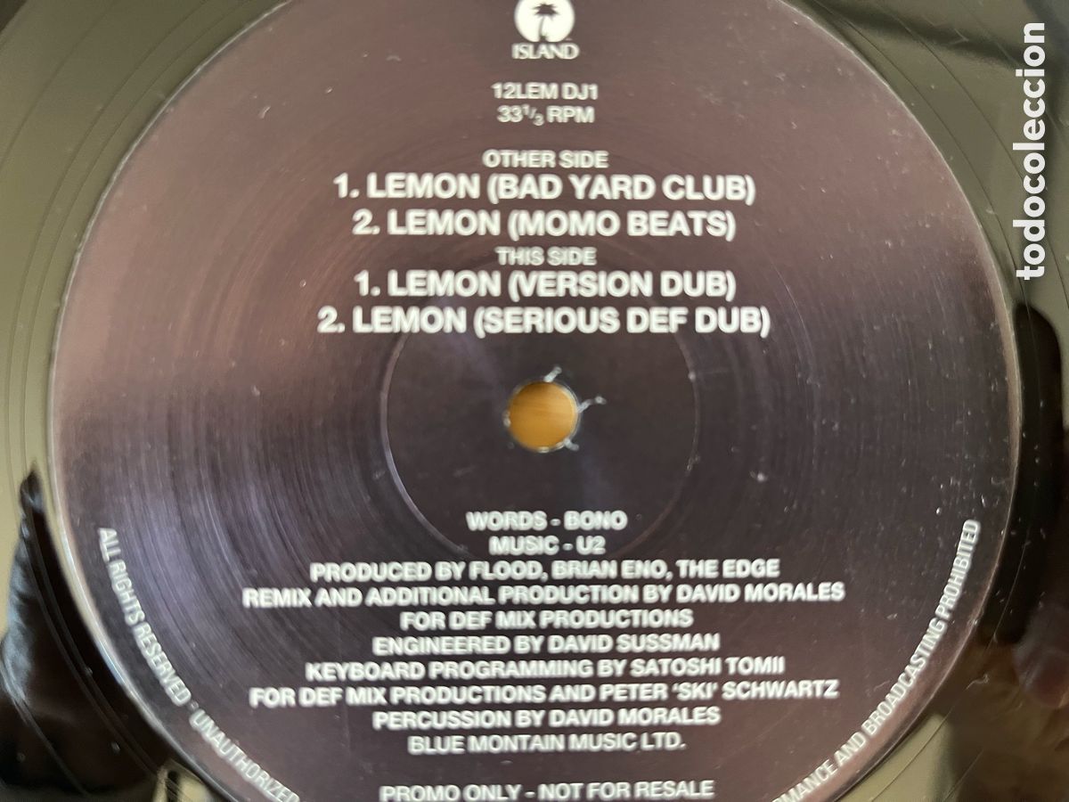 Discos de vinilo: U2. Lemon - Remixes (vinilo lp maxi 1993) - Foto 3