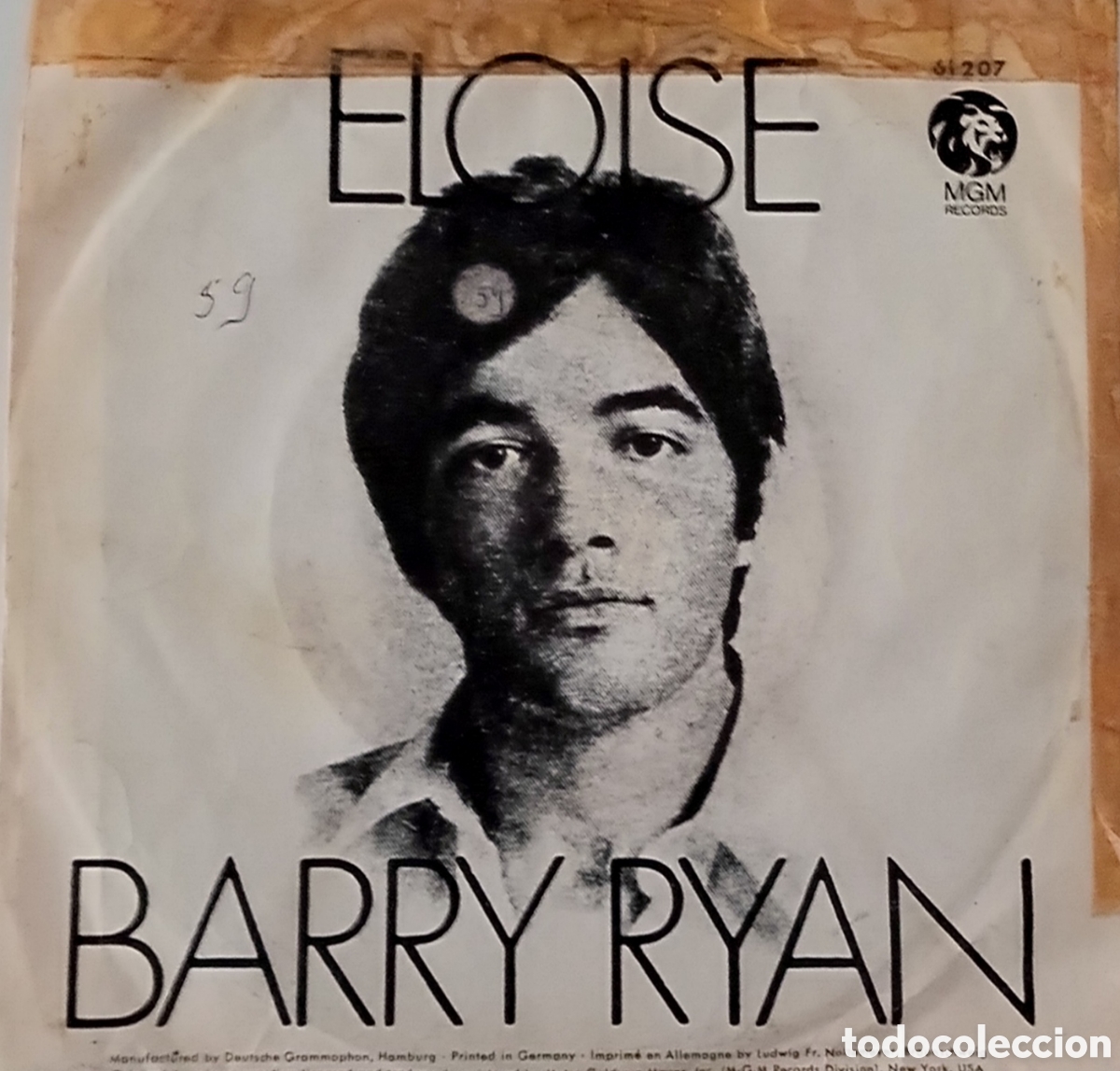 Discos de vinilo: BARRY RYAN - Eloise (1968) disco de vinilo single - Foto 1