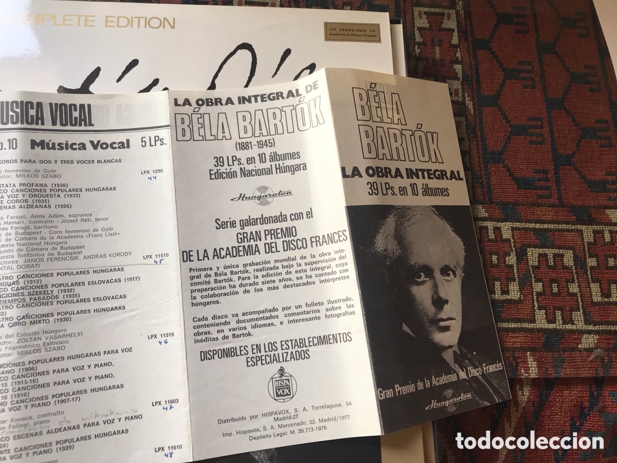 Discos de vinilo: B&eacute;la Bart&oacute;k. Vocal music. Hungaroton - Foto 7