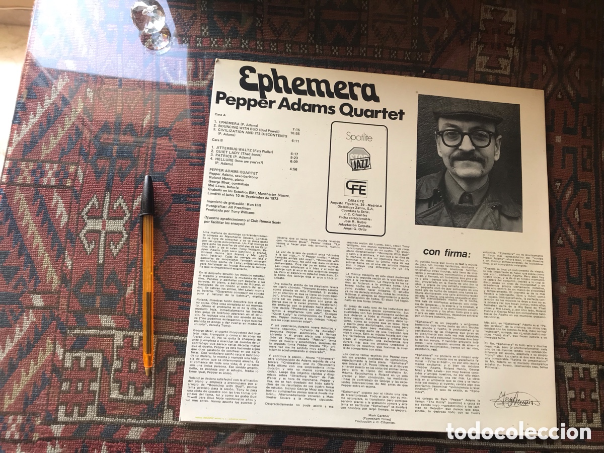 Discos de vinilo: Ephemera. Peppers Adams Quartet. Spotlite. - Foto 2
