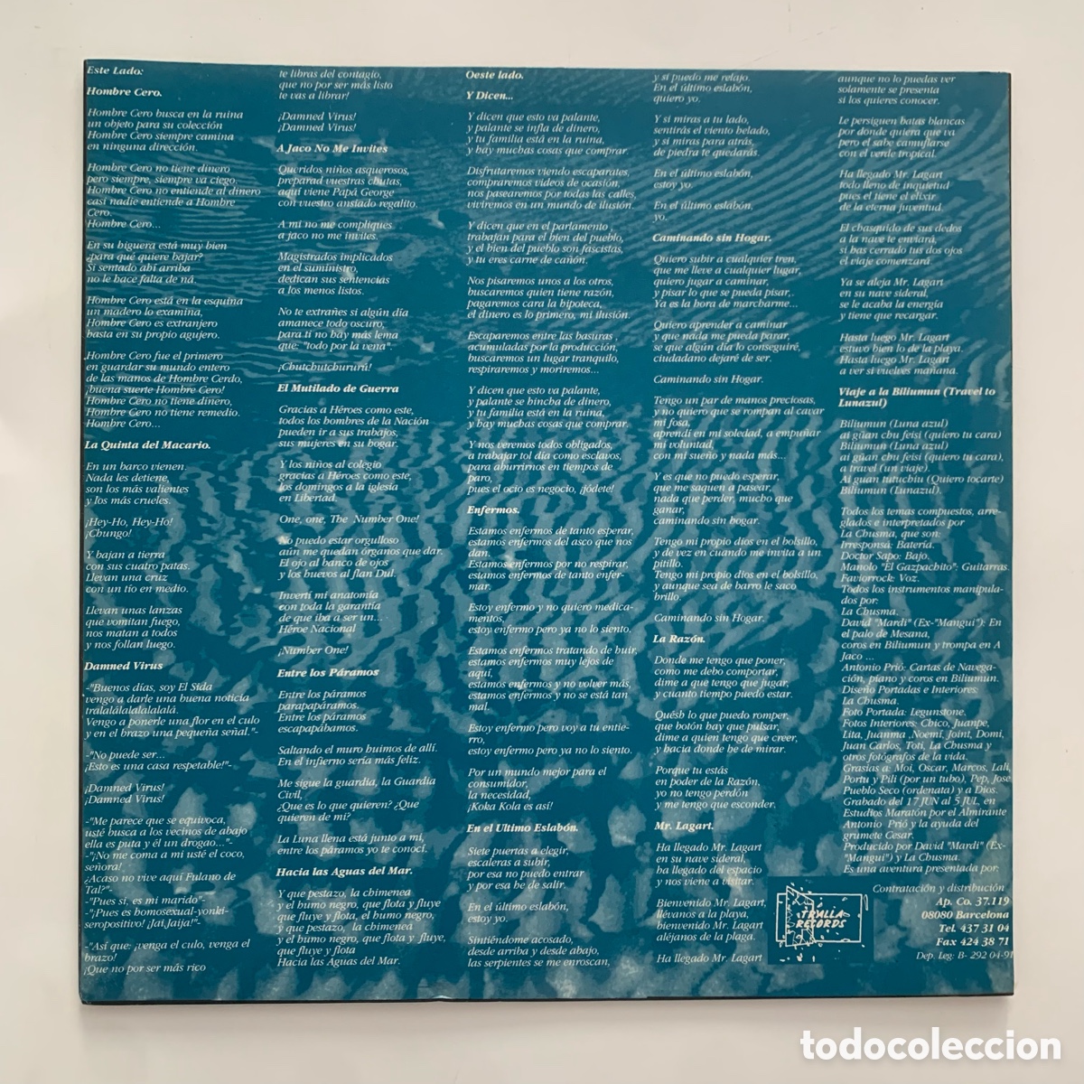 Discos de vinilo: lp La Chusma &lrm;&ndash; Caminando Sin Hogar de 1991 - Foto 2