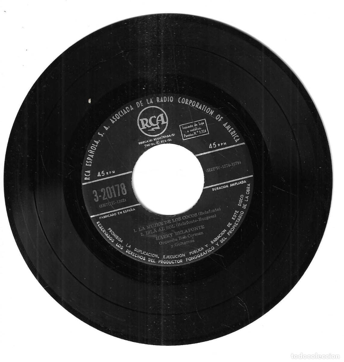 Discos de vinilo: HARRY BELAFONTE - LA MUJER DE LOS COCOS / ISLA AL SOL +2 - RCA - Foto 2