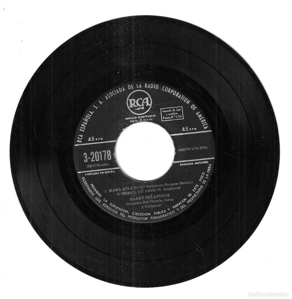 Discos de vinilo: HARRY BELAFONTE - LA MUJER DE LOS COCOS / ISLA AL SOL +2 - RCA - Foto 3