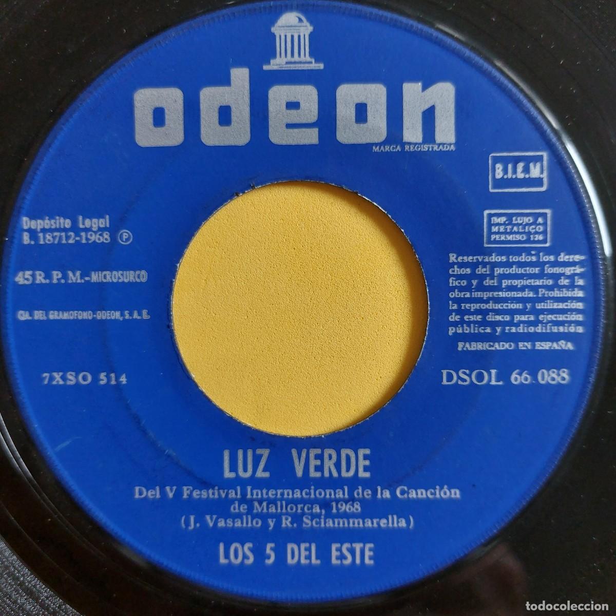Discos de vinilo: SINGLE - LOS 5 DEL ESTE * LUZ VERDE - Foto 1