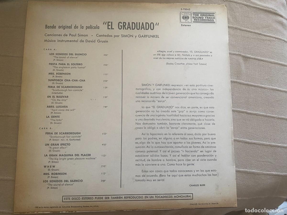 Discos de vinilo: LP BSO - EL GRADUADO - SIMON & GARFUNKEL - Foto 2
