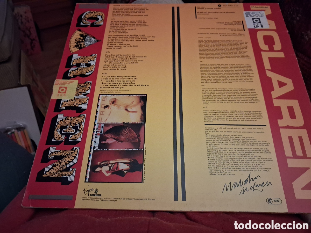 Discos de vinilo: Malcolm McLaren&nbsp;max45&nbsp;Carmen - Foto 2