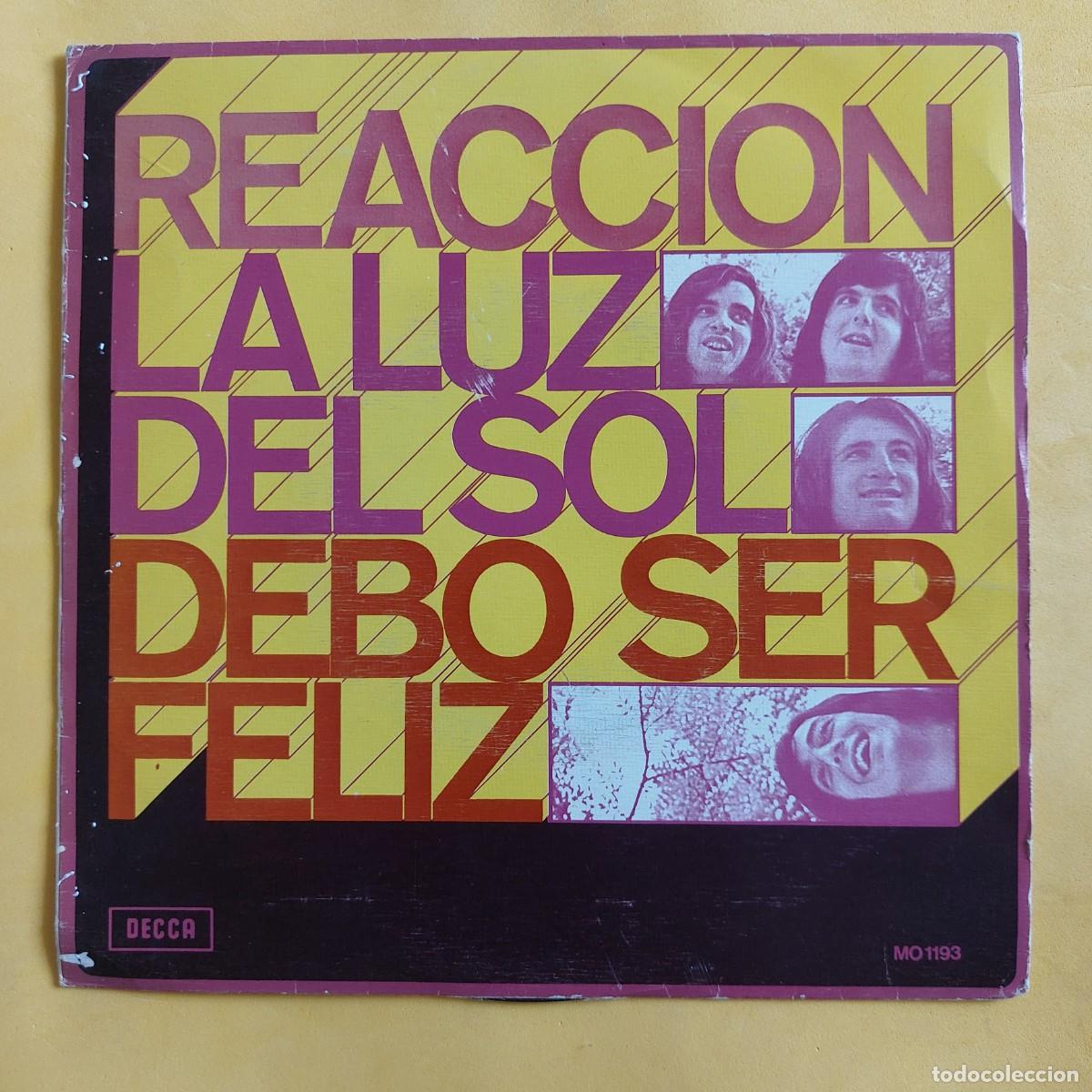 Discos de vinilo: SINGLE * REACCION * LA LUZ DEL SOL - Foto 1