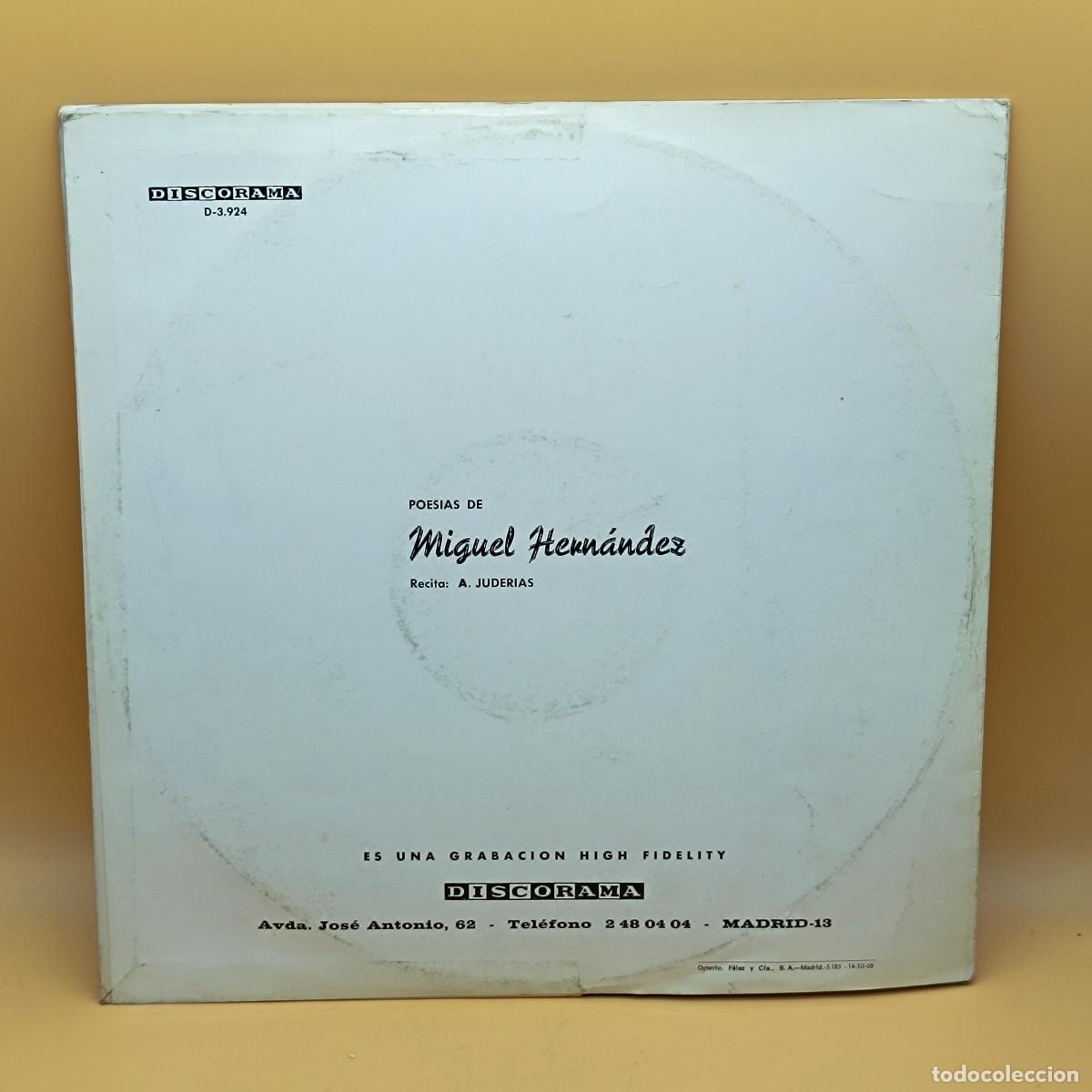 Discos de vinilo: POESIAS DE MIGUEL HERNANDEZ. - Foto 2