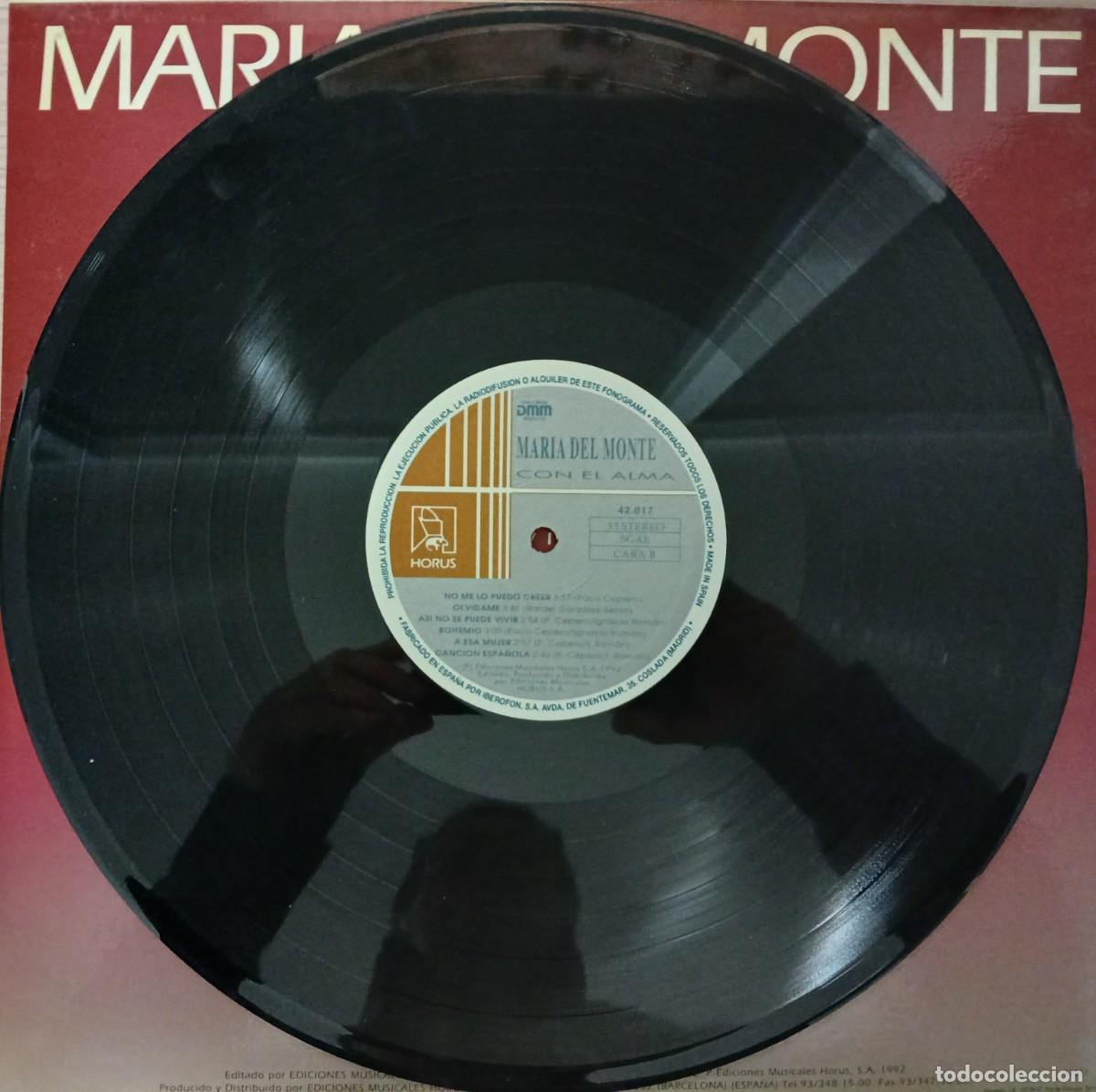 Discos de vinilo: DISCO VINILO LP MARIA DEL MONTE (CON EL ALMA) - Foto 3